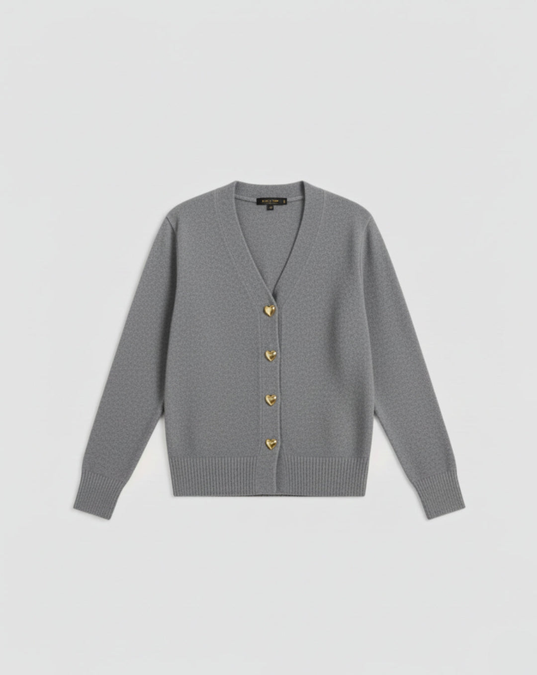 VALENTINE - Cardigan Laine Boutons Cœur Dorés - MAZZARO