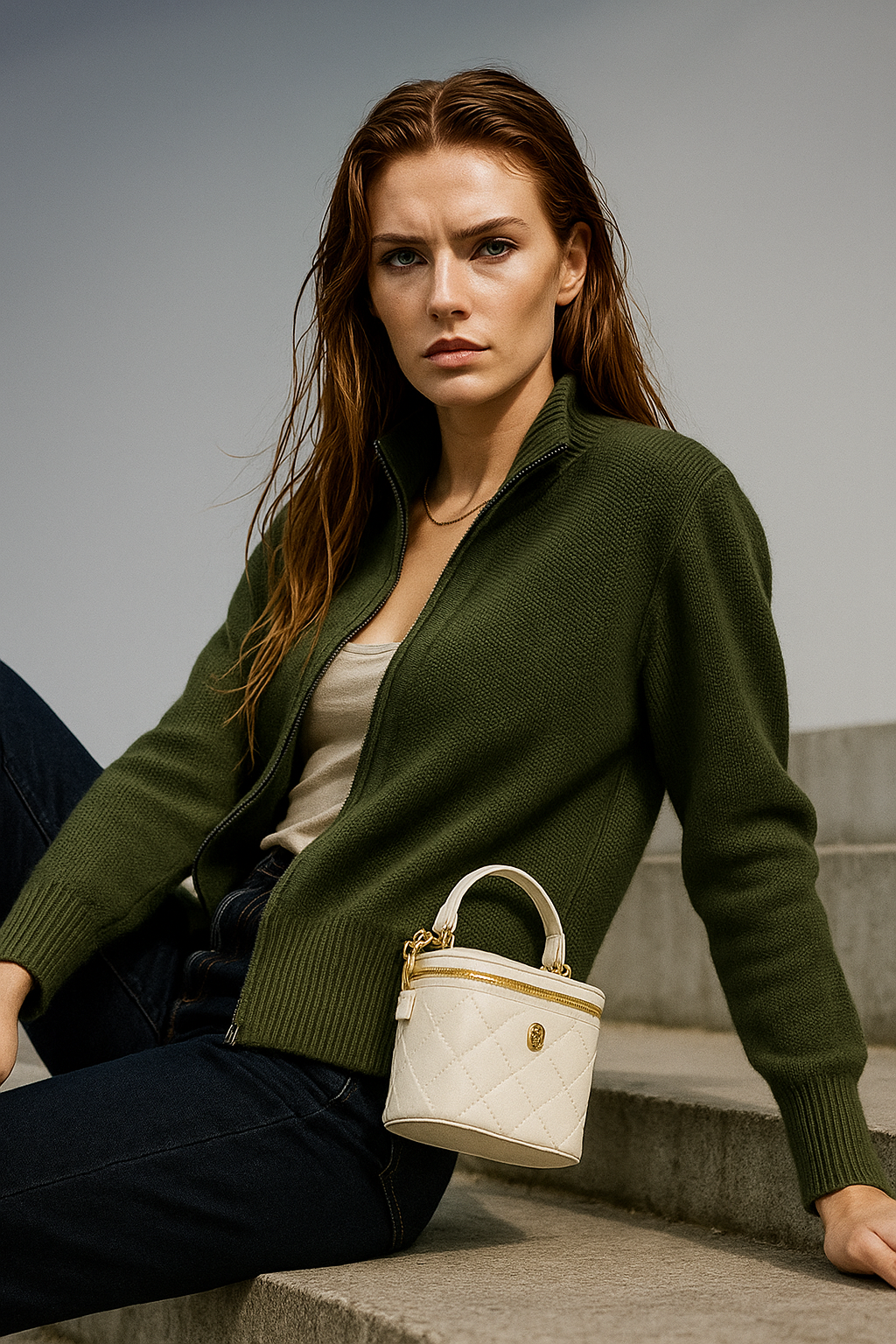 Giulia Ferrandi – Cardigan Zippé en Laine Mérinos - MAZZARO