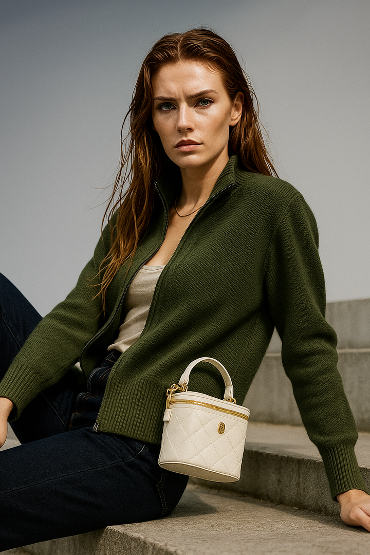 Giulia Ferrandi – Cardigan Zippé en Laine Mérinos - MAZZARO