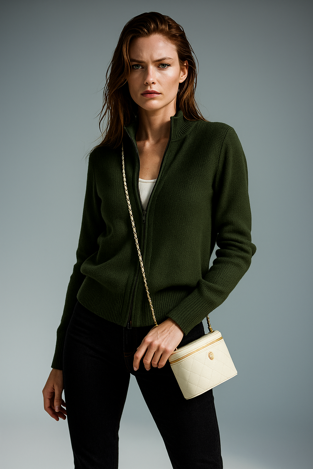 Giulia Ferrandi – Cardigan Zippé en Laine Mérinos - MAZZARO