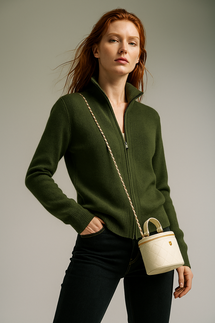 Giulia Ferrandi – Cardigan Zippé en Laine Mérinos - MAZZARO