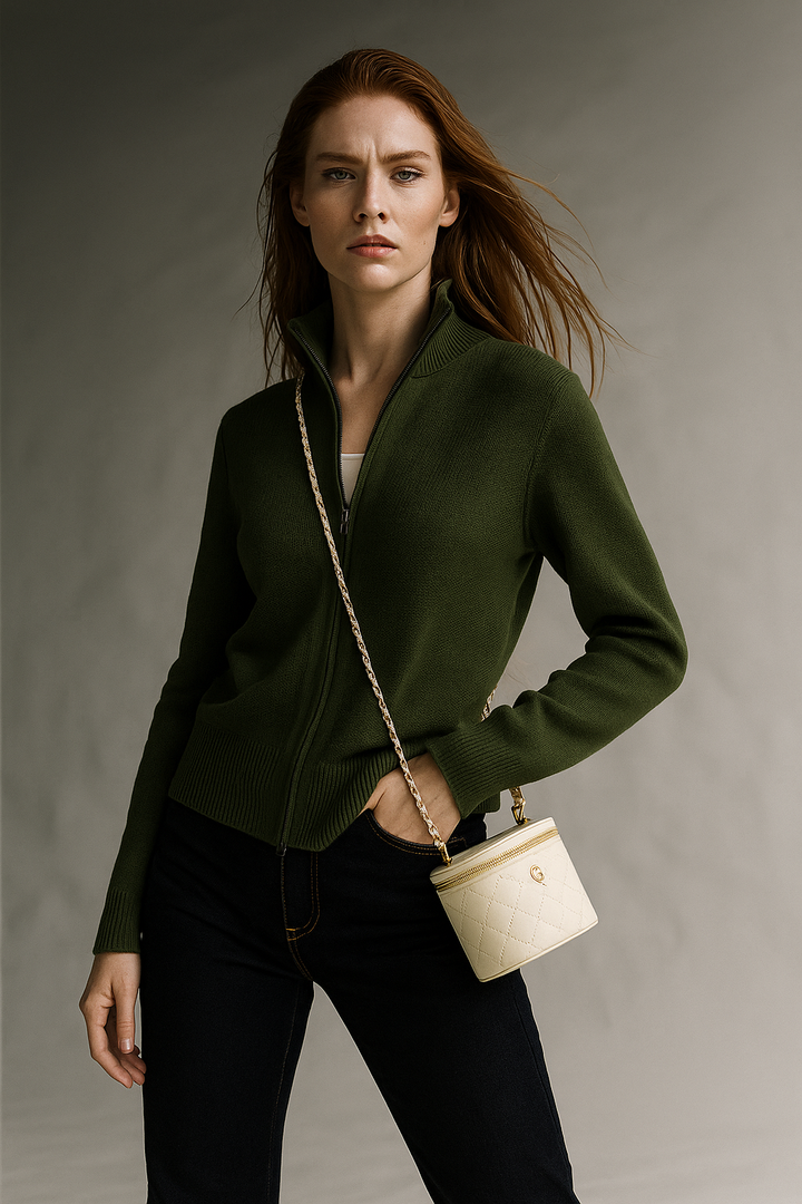 Giulia Ferrandi – Cardigan Zippé en Laine Mérinos - MAZZARO