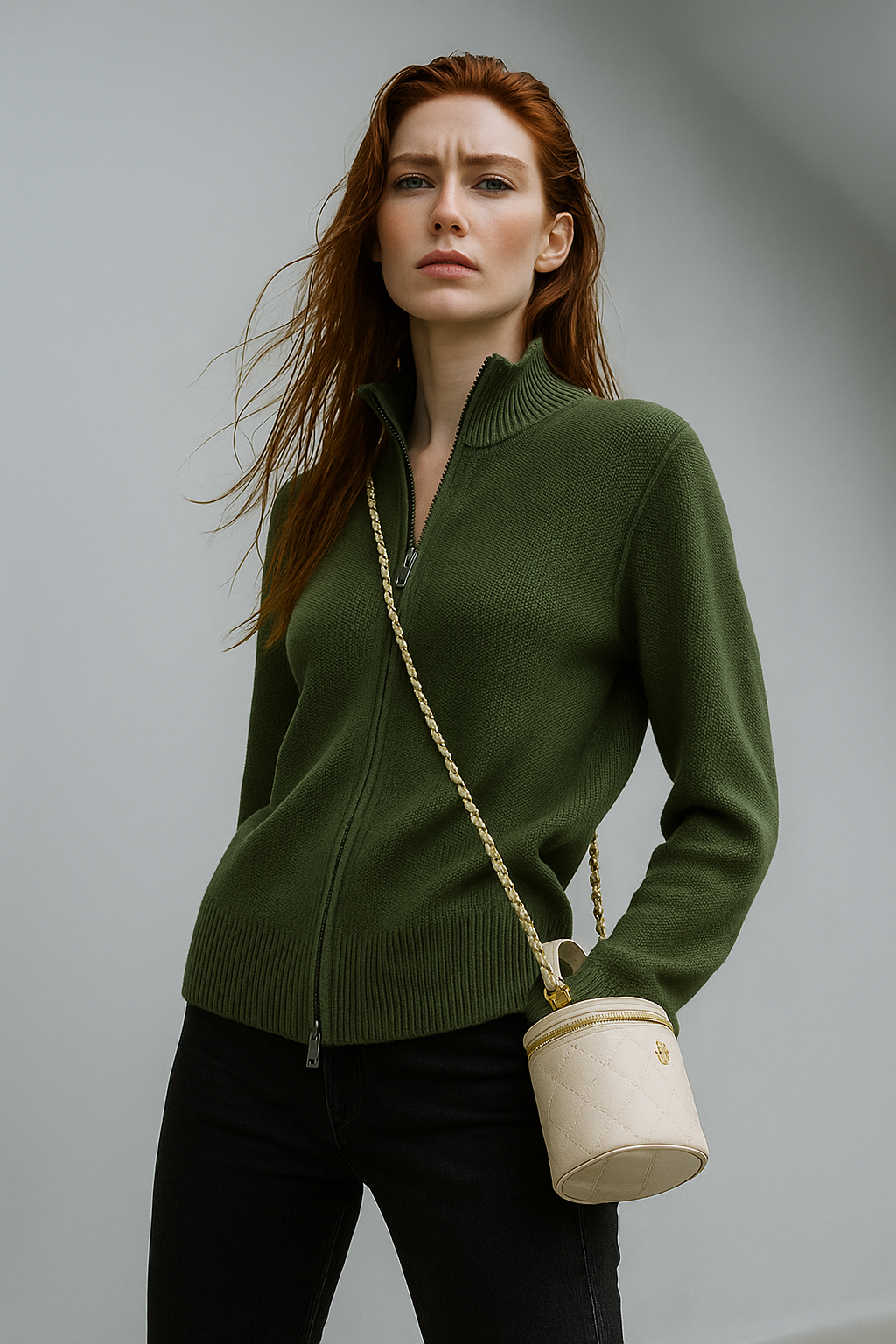 Giulia Ferrandi – Cardigan Zippé en Laine Mérinos - MAZZARO