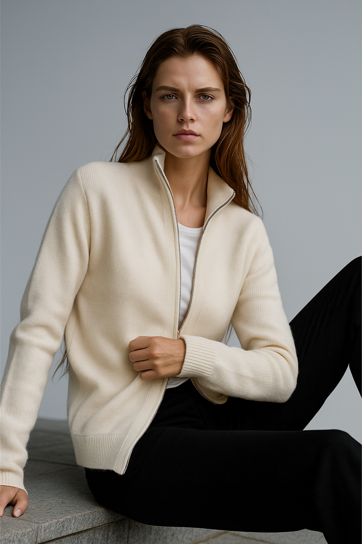 Giulia Ferrandi – Cardigan Zippé en Laine Mérinos - MAZZARO