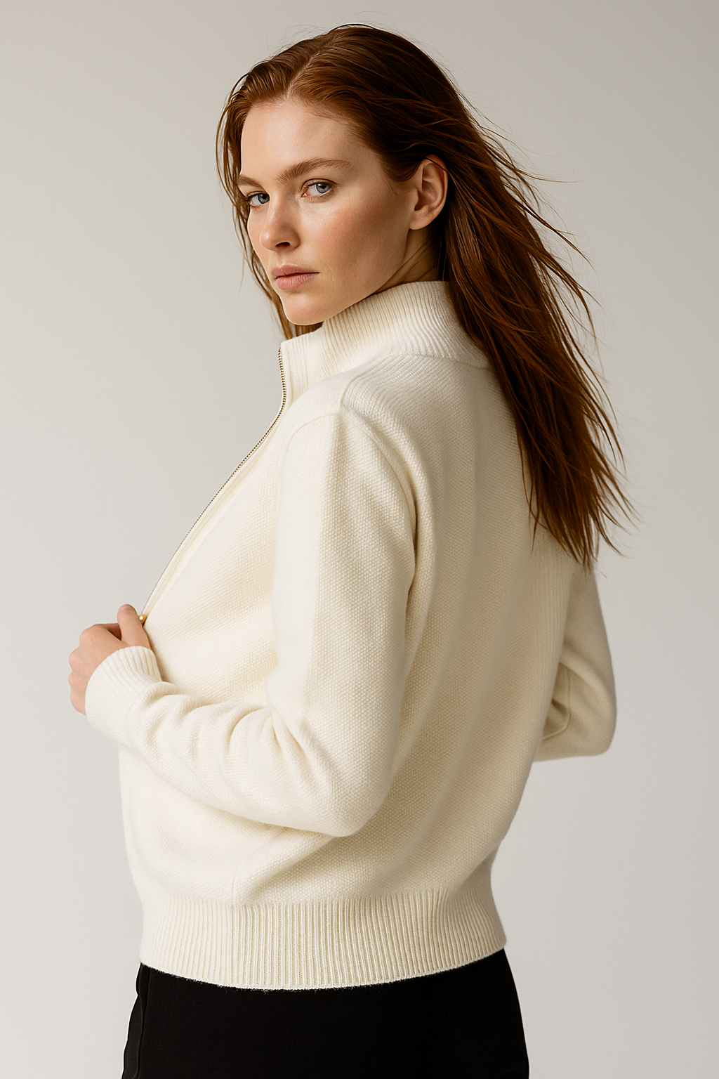 Giulia Ferrandi – Cardigan Zippé en Laine Mérinos - MAZZARO