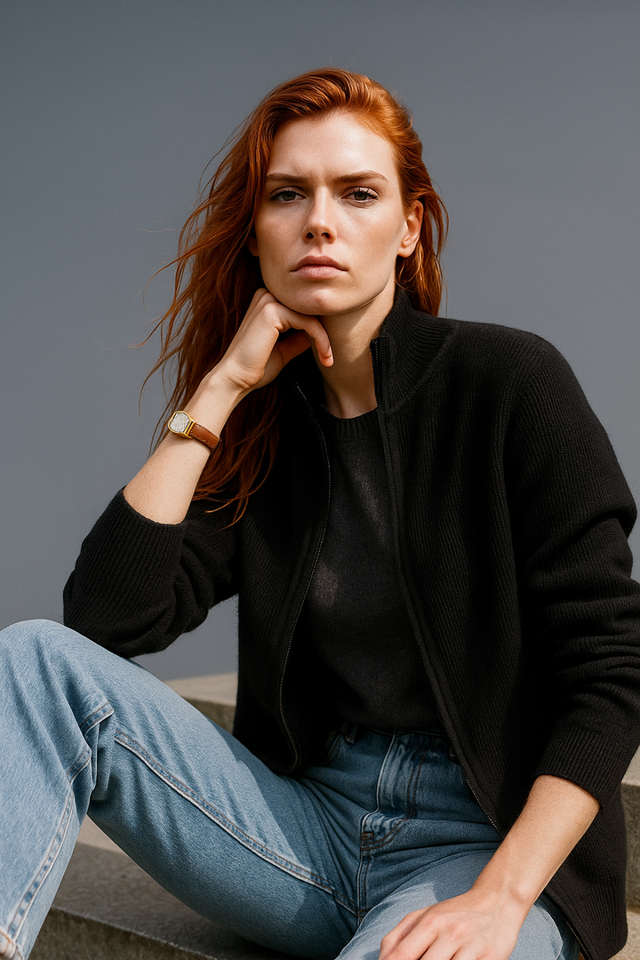 Giulia Ferrandi – Cardigan Zippé en Laine Mérinos - MAZZARO