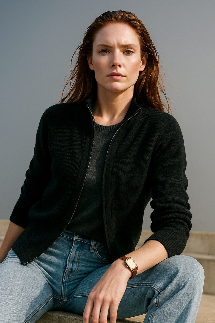 Giulia Ferrandi – Cardigan Zippé en Laine Mérinos - MAZZARO