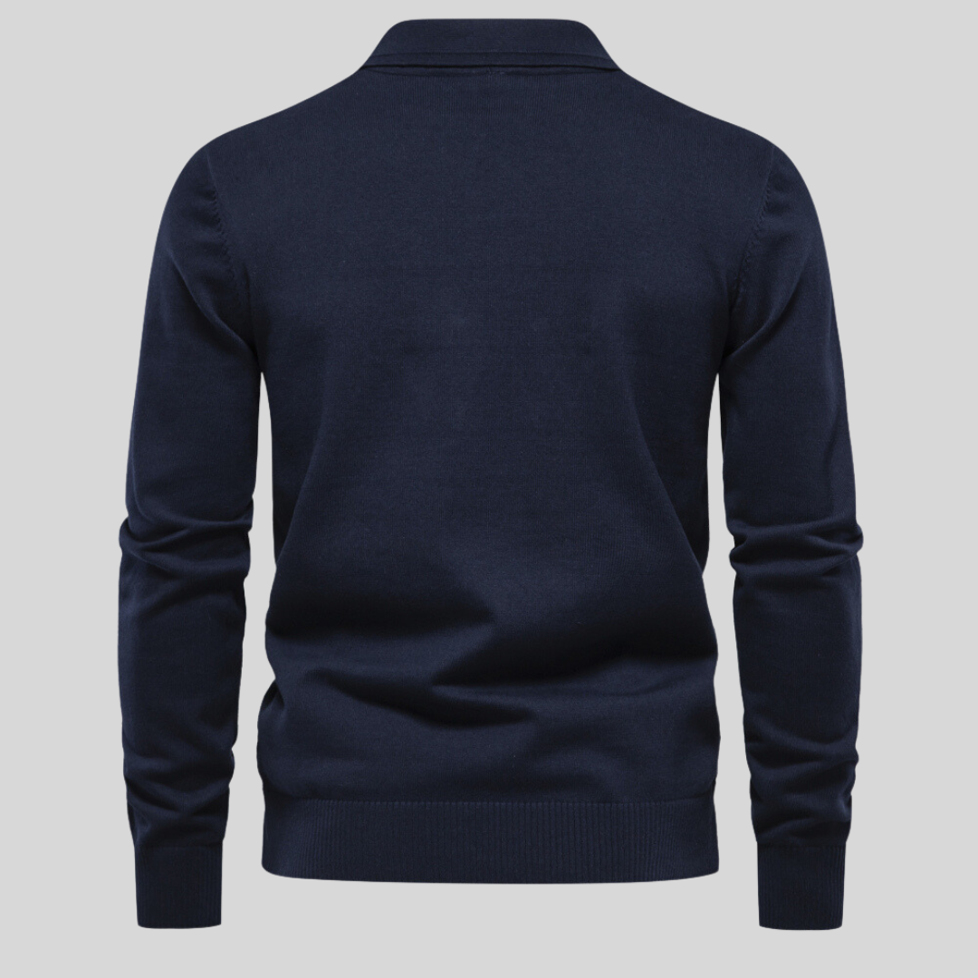 Kenji – Pull polo en coton stretch - MAZZARO