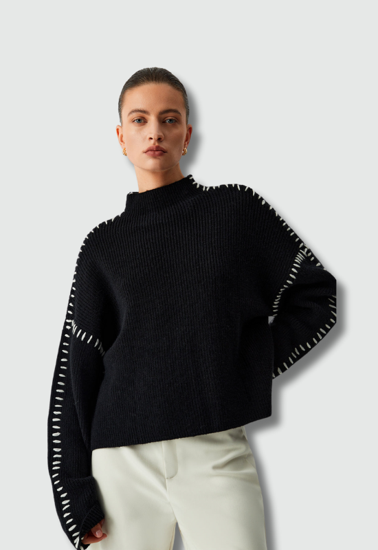 AMELIA - Pull Col Roulé Manches Courtes Oversize - MAZZARO