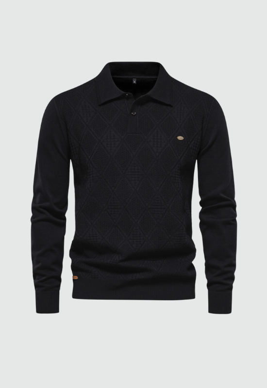 Kenji – Pull polo en coton stretch - MAZZARO