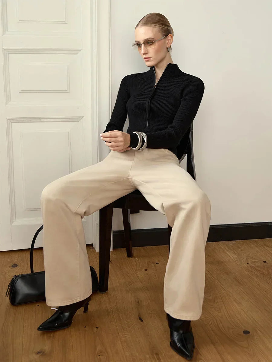 Livia – Cardigan Zip Doppiato in Cotone - MAZZARO