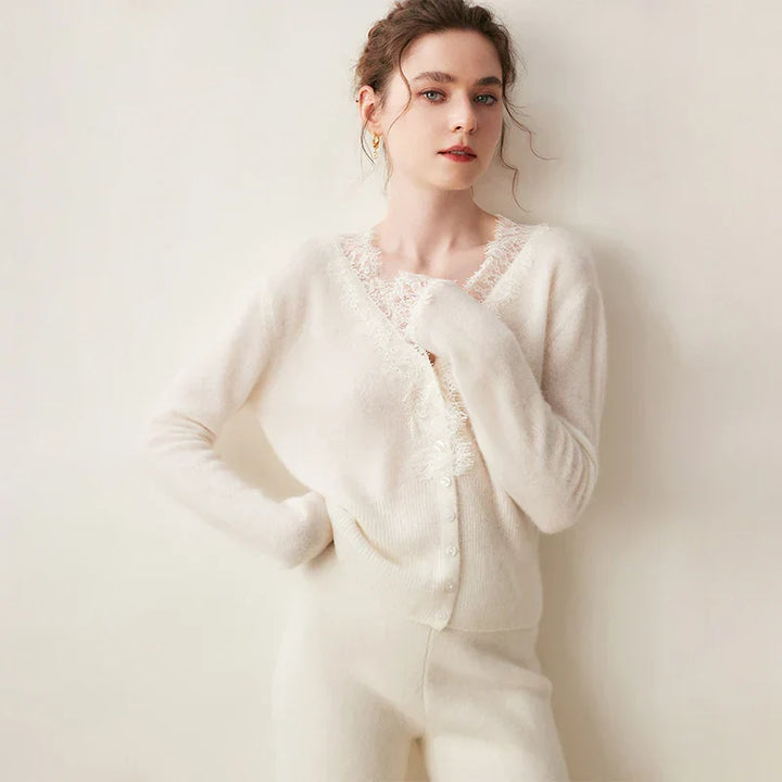 Cardigan Élise en Cachemire et Dentelle - MAZZARO