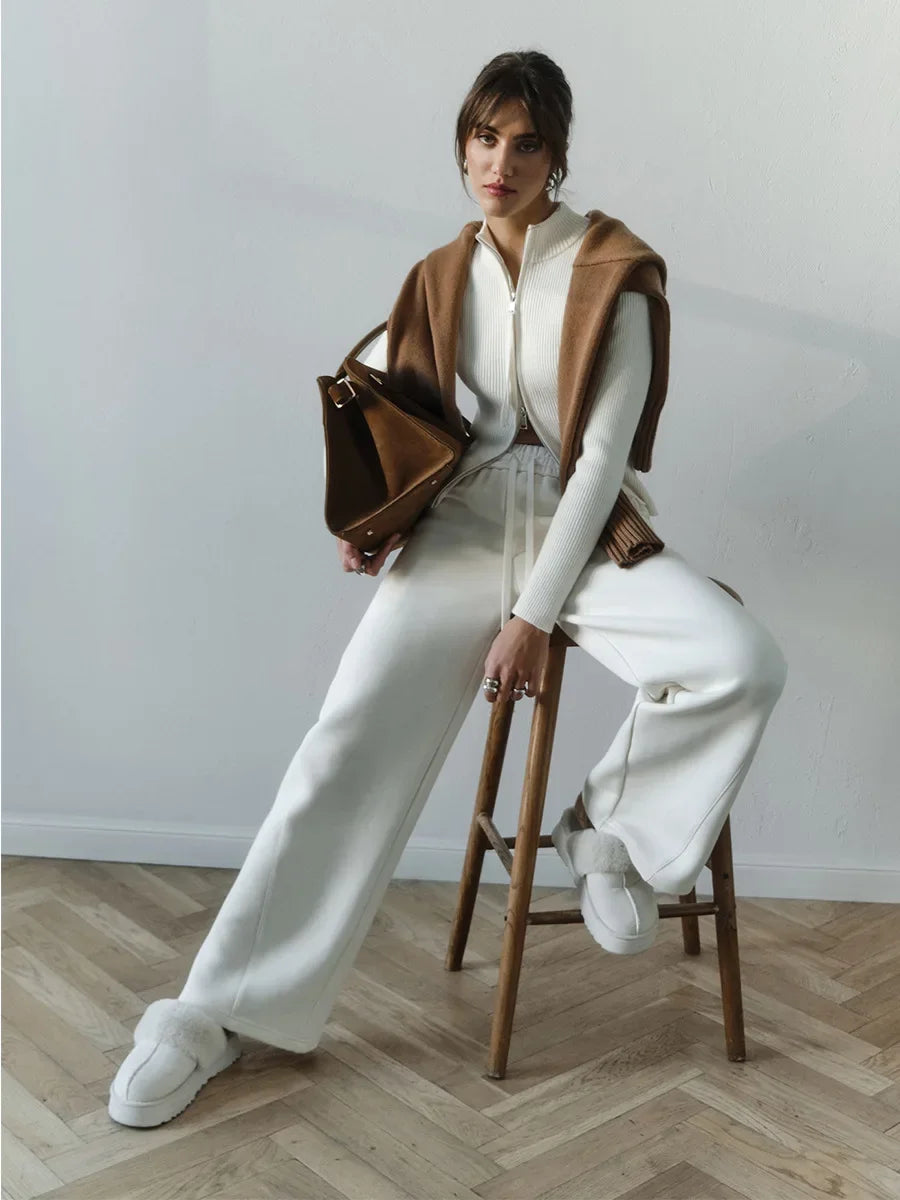 Livia – Cardigan Zip Doppiato in Cotone - MAZZARO