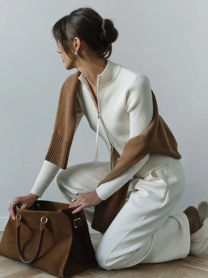 Livia – Cardigan Zip Doppiato in Cotone - MAZZARO